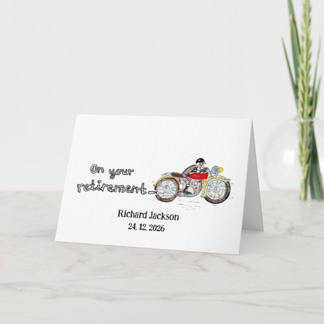 Personalisierte Motorrad-Ruhestandsfeier Karte (Vorderseite)