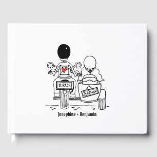 Personalisierte Motorrad- und Sidecar-Hochzeit Gästebuch