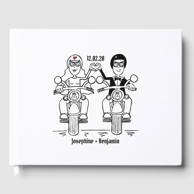 Personalisierte Motorradhochzeit Gästebuch (Vorderseite)
