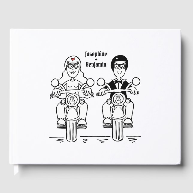 Personalisierte Motorradhochzeit Gästebuch (Vorderseite)