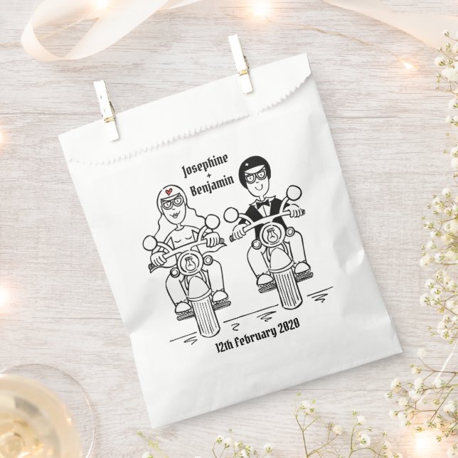 Personalisierte Motorradhochzeit Geschenktütchen (Ausgeschnitten)