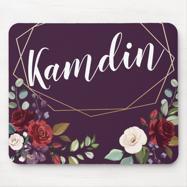 Personalisierte Mouse Pad Plum Lila Rose Gold Geom Mousepad (Vorne)