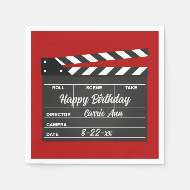 Personalisierte Movie Clapboard Papier Party Napki Serviette (Vorderseite)
