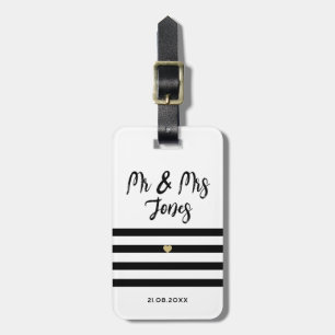 Personalisierte Mr. and Mrs. Script Wedding Newlyw Gepäckanhänger
