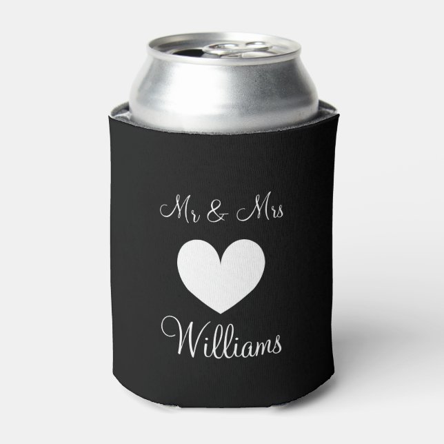 Personalisierte Mr. and Mrs. wedding can coolers Dosenkühler (Kanne Vorderseite)