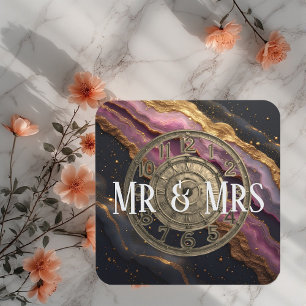 Personalisierte Mr & Mrs Achat Rosa Romantische Lu Getränkeuntersetzer