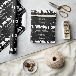 Personalisierte Mr. & Mrs. Niedlich Polar Bear Fam Geschenkpapier