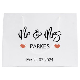 Personalisierte Mr. & Mrs. Wedding Day Geschenktas Große Geschenktüte