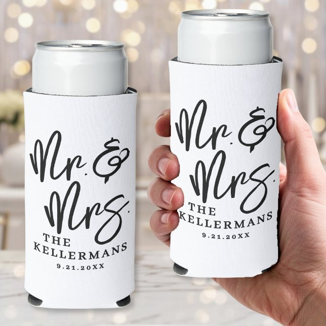 Personalisierte Mr. und Mrs. Hochzeit Selters Dosenkühler (Personalized Mr. And Mrs. Wedding Seltzer Can Cooler )