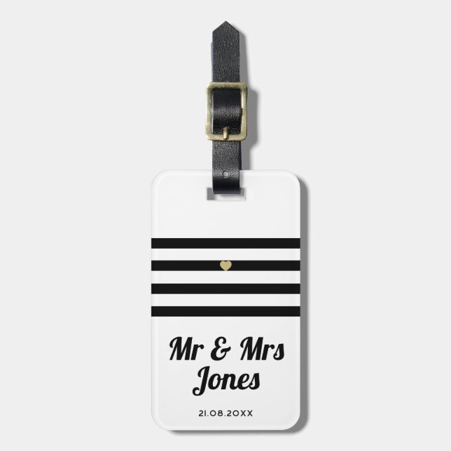 Personalisierte Mr. und Mrs. White Wedding neu Gepäckanhänger (Vorderseite vertikal)