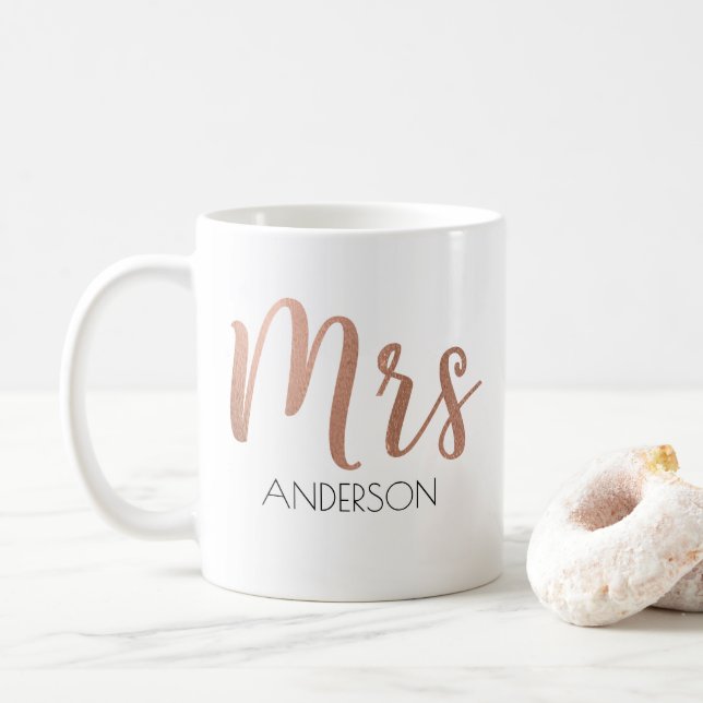 Personalisierte Mrs. Coffee Tasse | Rose Gold (Mit Donut)
