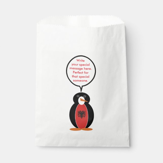 Personalisierte Ms. Penguin Albanien Papier Geschenktütchen (Vorderseite)