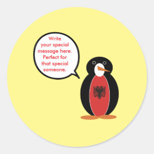 Personalisierte Ms. Penguin Albanien Runder Aufkleber