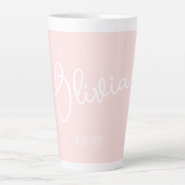 Personalisierte Mug Name Blush Pink Milchtasse (Vorderseite)