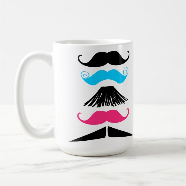 Personalisierte multi Farbschnurrbärte Stache Tasse (Links)