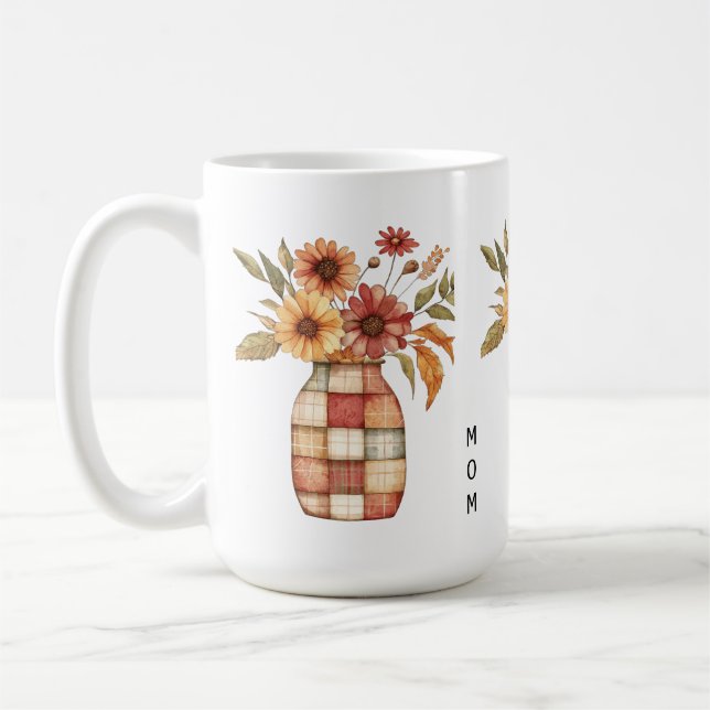 Personalisierte Multicolor-Patfhwork-Blume Vase Kaffeetasse (Links)