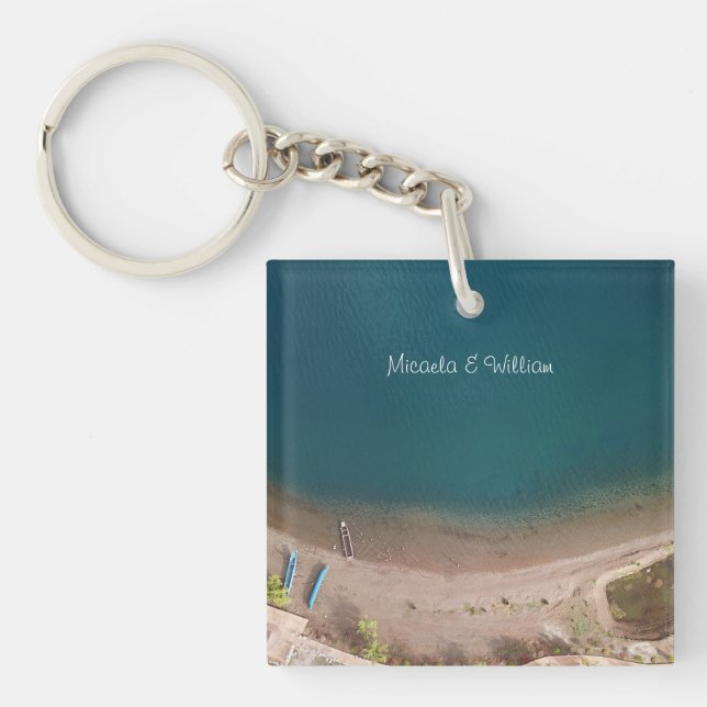 Personalisierte Multicolor Sandy Beach Ocean View Schlüsselanhänger (Vorderseite)
