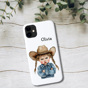Personalisierte mürrische Cowgirl in Jeansjacke Case-Mate iPhone Hülle