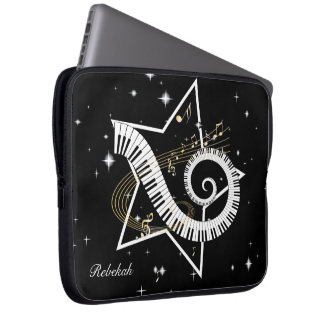 Personalisierte Musical Star Golden Noten Laptopschutzhülle