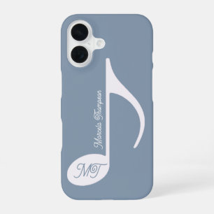 Personalisierte Musikernote Dusty Blue iPhone 16 Hülle