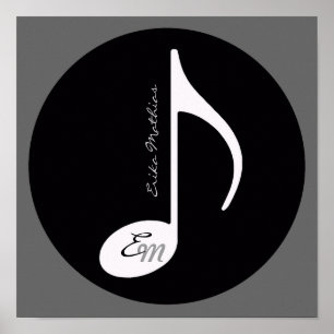 personalisierte Musiknote Schwarze Idee Poster