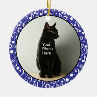 Personalisierte Musiknoten Foto Ornament - Blau