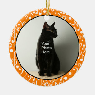 Personalisierte Musiknoten Foto Ornament - Orange