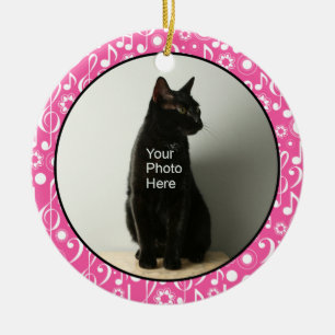 Personalisierte Musiknoten Foto Ornament - Rosa
