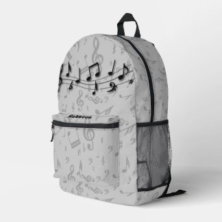 Personalisierte Musiknoten Schwarz und Grau Bedruckter Rucksack