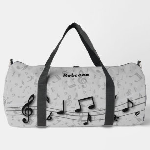 Personalisierte Musiknoten Schwarz und Grau Duffle Bag