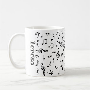 Personalisierte Musiknoten-Tasse Kaffeetasse