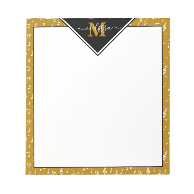 Personalisierte Musiksymbole Notizblock (Vorderseite)