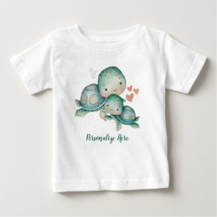 Personalisierte Mutter Baby Meeresschildkröten Oze T-shirt