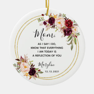 Personalisierte Mutter der Braut Marsala Floral Keramik Ornament