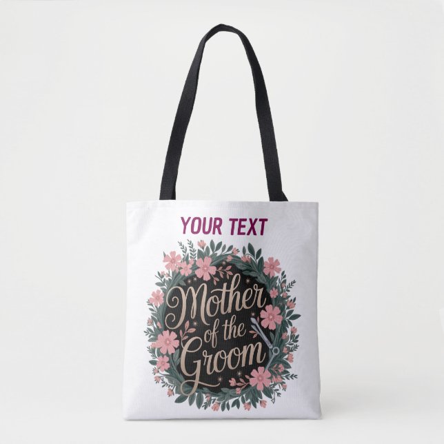 Personalisierte Mutter der Groom Floral Tote Tasch (Vorderseite)
