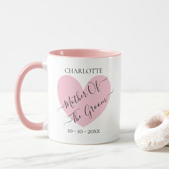 Personalisierte Mutter des graurosa Herzens Tasse (Mit Donut)