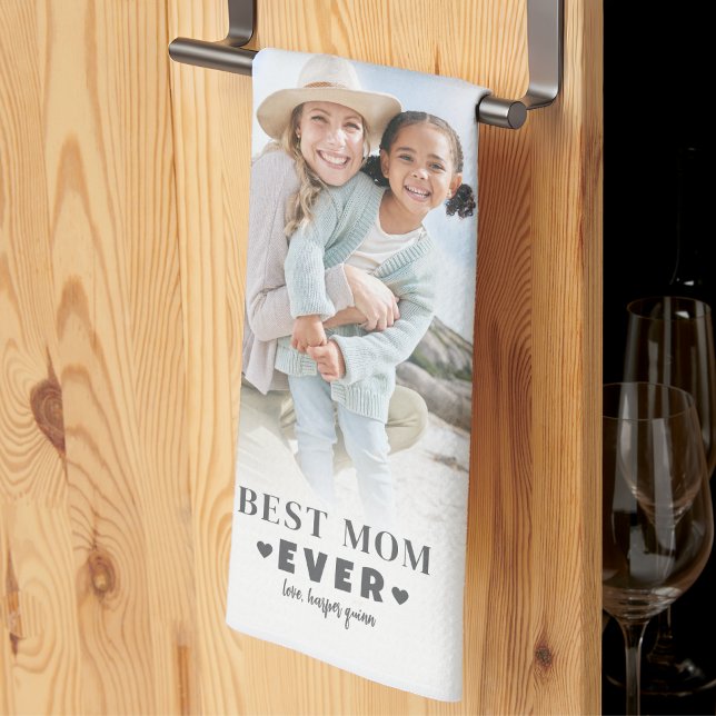 Personalisierte Mutter-Foto-Collage Geschirrtuch (Personalized Mom Photo Collage kitchen towel)