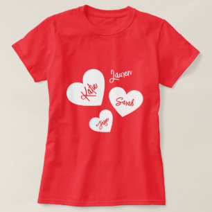 Personalisierte Mutter hat rot und weiß das Herz T-Shirt