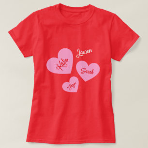 Personalisierte Mutter hat rote Herzen T-Shirt
