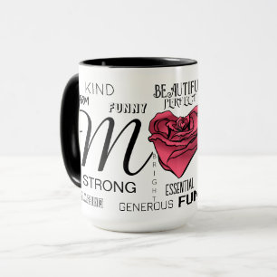 Personalisierte Mutter mit Herzrose und Typografie Tasse