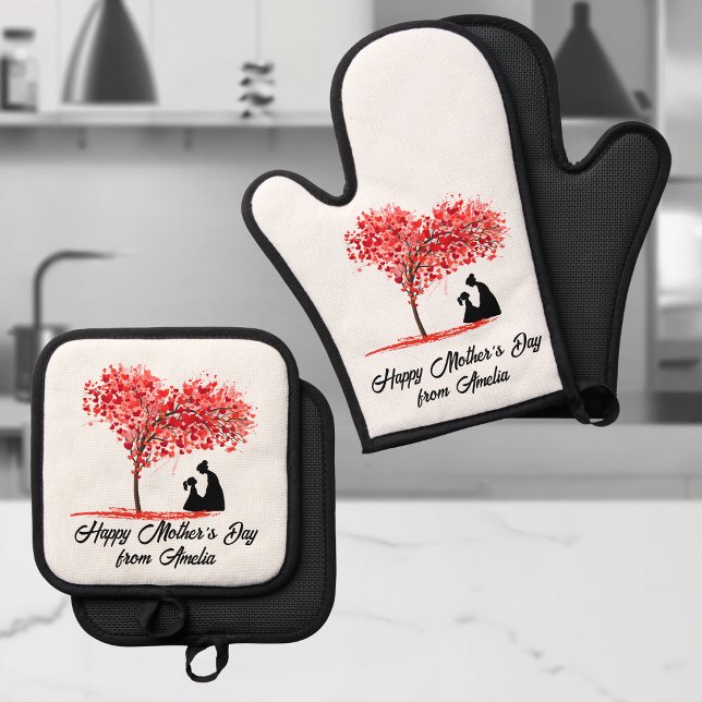 Personalisierte Mutter-Tochter-Liebe Ofenhandschuh & Topflappen-Set (Von Creator hochgeladen)