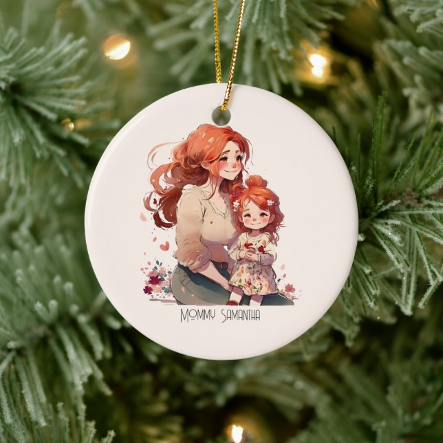 Personalisierte Mutter und Tochter Keramik Ornament (Baum)