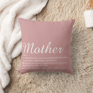 Personalisierte Muttersprache Mama Definition Rose Kissen