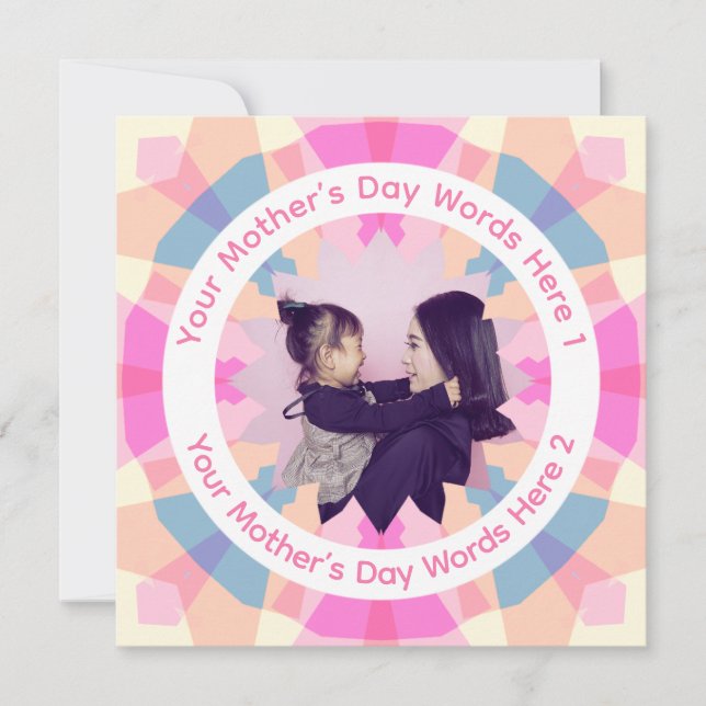 Personalisierte Muttertags-Rosastirn-Mama-Fotokart (Vorderseite)