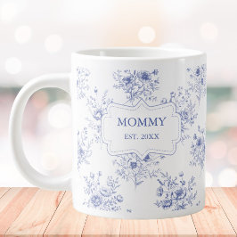 Personalisierte Muttertagsblaue Blumen Floral Jumbo-Tasse