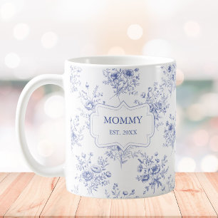 Personalisierte Muttertagsblaue Blumen Floral Kaffeetasse