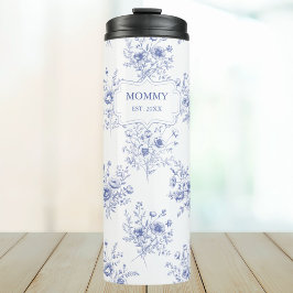 Personalisierte Muttertagsblaue Blumen Floral Thermosbecher