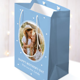 Personalisierte Muttertagsfotos Cute Blau Weiß Mittlere Geschenktüte