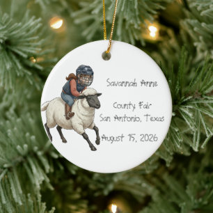 Personalisierte Mutton Bustin Rodeo Mädchen Keramik Ornament