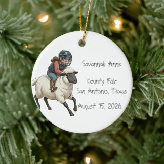 Personalisierte Mutton Bustin Rodeo Mädchen Keramik Ornament